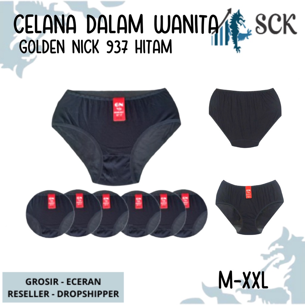 [ISI 3] CD Wanita GOLDEN NICK 937 HITAM Polos / Celana Dalam Ukuran M-XXL  / Pakaian Dalam Cewek - sckmenwear GROSIR