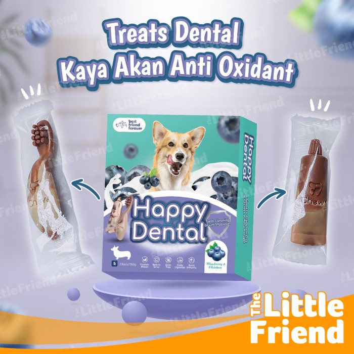 Snack Cemilan Anjing Pembersih Karang Gigi HAPPY DENTAL Blueberry