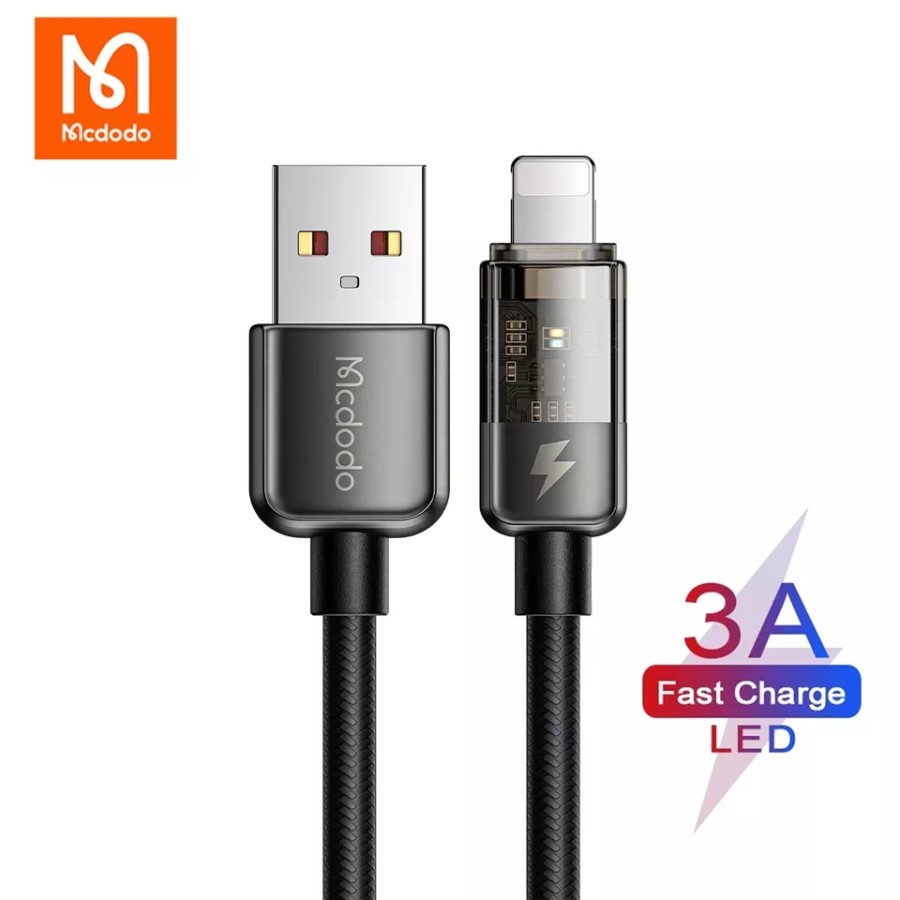 MCDODO CA-3140 Transparent Cable Usb to Lightning 3A Auto Power OFF