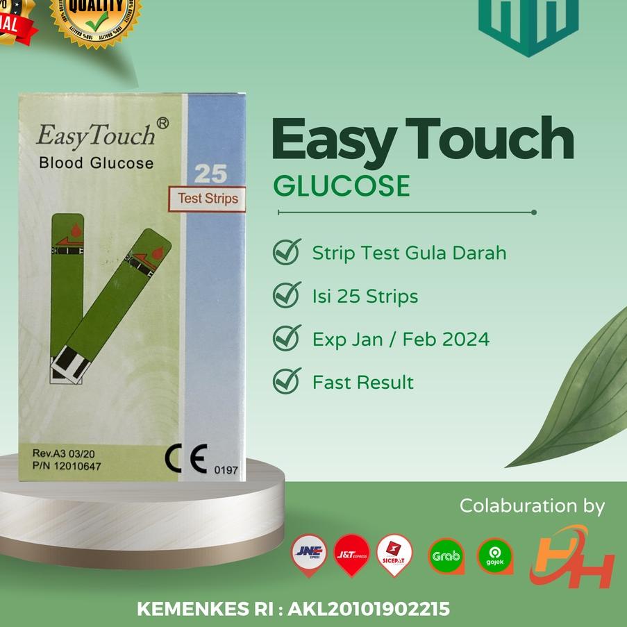 ✱ Easy Touch Strip Alat Cek dan Tes Gula Darah isi 25 Strips / EasyTouch Blood Glucose Test Strip ✽