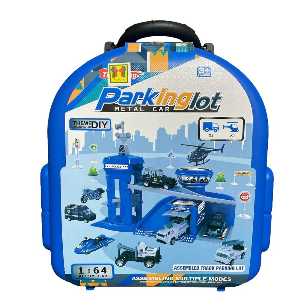 Mainan Anak 1:64 TAS RANSEL PARKING LOT Metal Car Theme Diy Parking