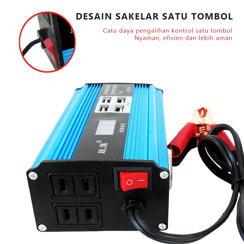 Power Inverter DC 12V24V To AC 220V Perubah Arus Listrik Car Power Charger Converter Pengisi Daya Mobil / Tampilan Layar Port USB Ganda / Inverter Isi Ulang Multifungsi Untuk Digunakan Di Rumah / Pengisian Cepat QC3.0 / Tampilan Tegangan