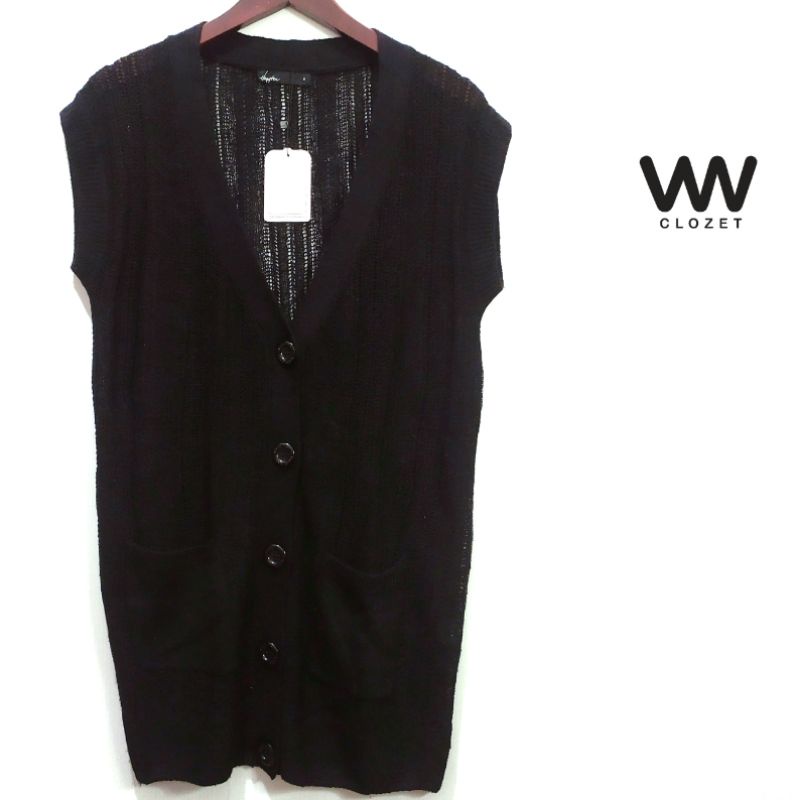 vwclozet | 322008 | Hangten | Long vest rajut jaring hitam