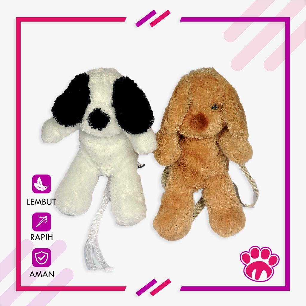 Tas Gendong Ransel Boneka Dogy Anjing Anak Dewasa Tiktok Viral Bulu Murah Karakter Lucu Hitam Putih 