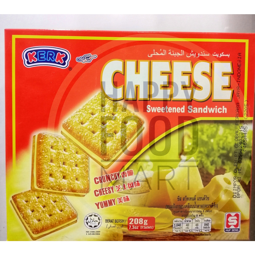 

[HALAL] KERK CHEESE SWEETENED SANDWICH 208 GRAM/BISKUIT BERKRIM MANIS KEJU HUP SENG/CEMILAN ROTI KERING KEJU/BISCUIT/BISCUITS