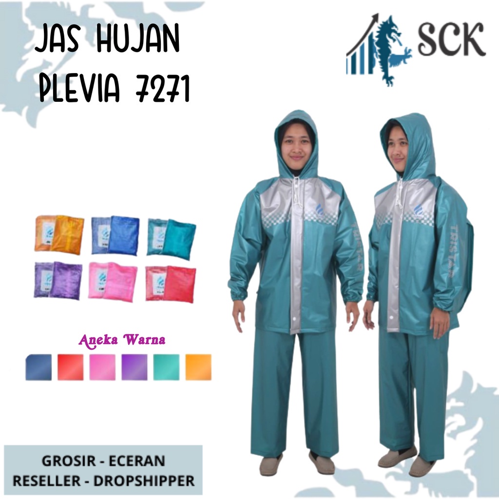 Jas Hujan PLEVIA 7271 Pria Wanita Tristar Dewasa [Backpack] / Mantol / Jas Hujan Plevia - sckmenwear GROSIR