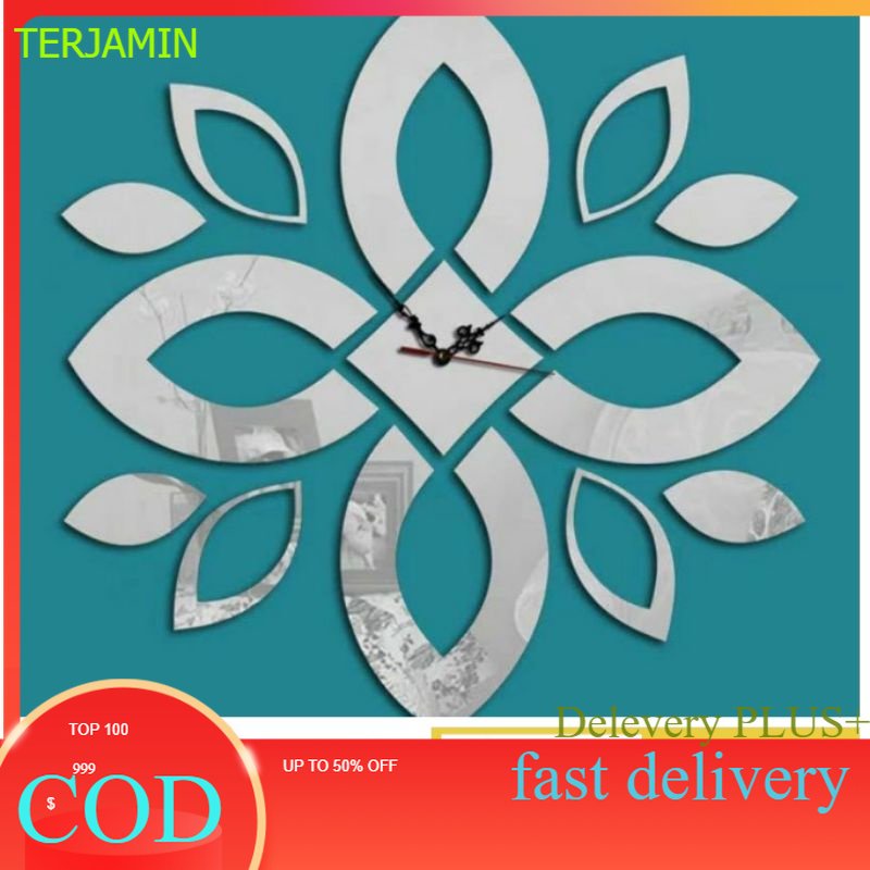 JAM DINDING DIY STIKER ACRYLIK DAUN