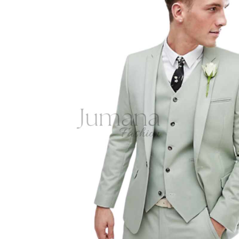 SETELAN JAS PRIA HIJAU SAGE | ROMPI PRIA HIJAU SAGE | CELANA FORMAL HIJAU SAGE