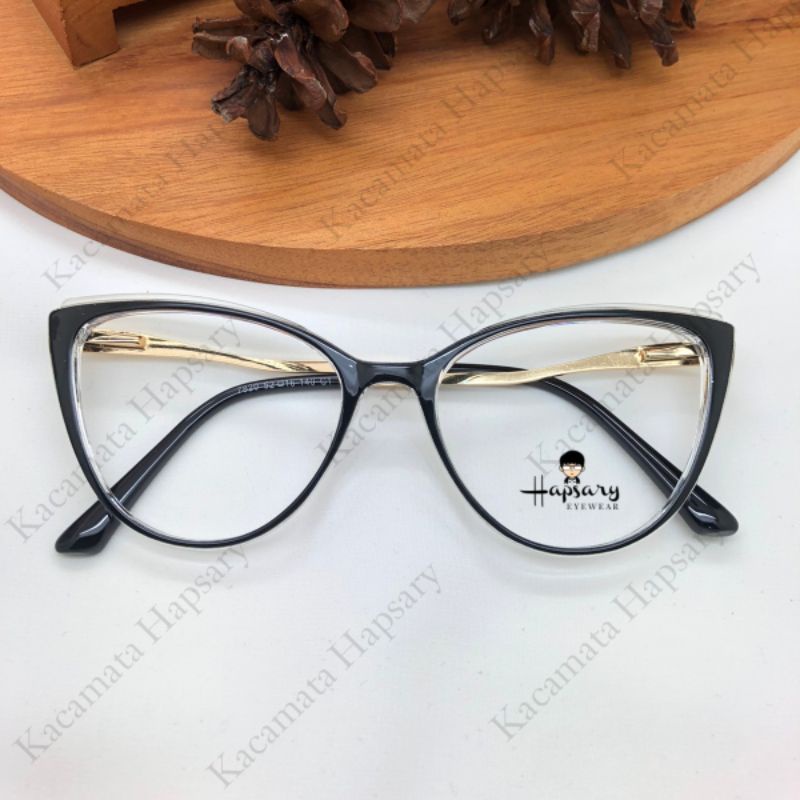 Frame Kacamata Wanita Cat Eye Kode ZURA Paket Lensa Antiradiasi Minus Cylinder &amp; Plus