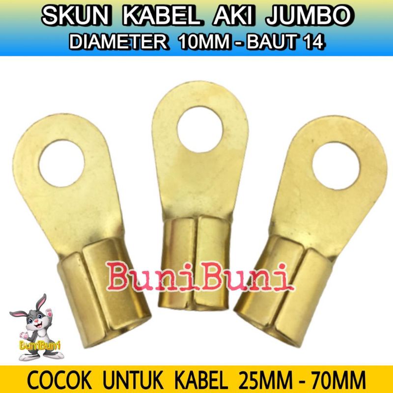 SKUN Terminal Klem Kabel Aki JUMBO Ring Bulat M10 Baut 14 - KUNING 100A