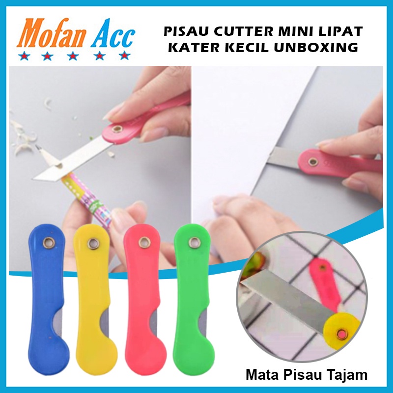 

Pisau Cutter Lipat Mini / Foldable Knife / Alat Bantu Potong Kertas Plastik Perlengkapan ATK Sekolah Kater Kecil Untuk Unboxing Paket