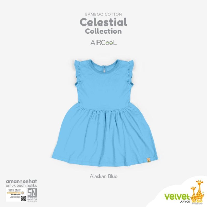 Velvet Junior  Bamboo Cotton Celestial Collection Setelan Dress Kutung / CC-DK - WARNA RANDOM