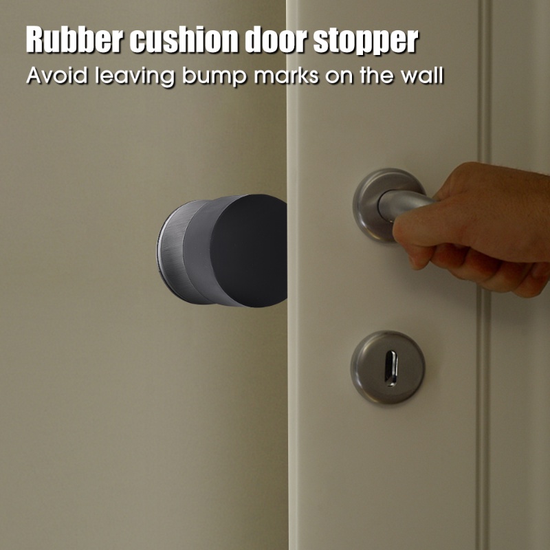 Non Punch Door Stopper Self Adhesive Heavy Duty Stainless Steel Stopper Dengan Peredam Suara Bumper Karet Pelindung Lantai Door Stop Perlengkapan Rumah