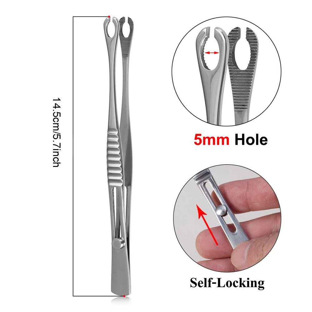 REBUY Rebuy Stainless Steel Piercing Clamp Pinset Untuk Hidung Stud Body Piercing Alat Tindik Buka Bulat Forceps Jarum Pinset Buka Segitiga Forceps