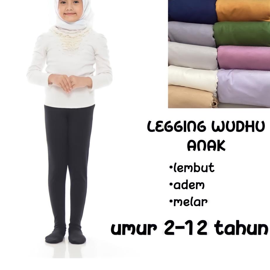 ✰ Celana Legging Wudhu Polos Anak Bahan Spandek Rayon Premium ✩