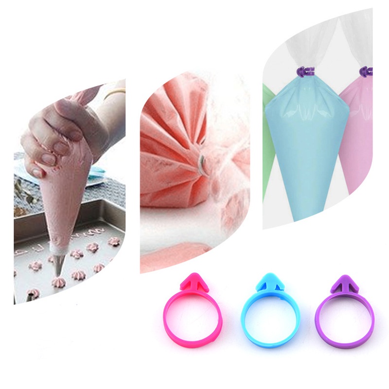 10pcs / Set Klip Segel Kantong Icing Piping Bahan Karet Silikon Dapat Digunakan Kembali