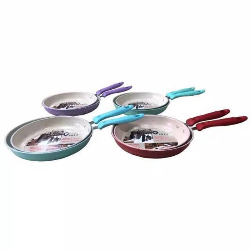 Fry Pan Tri J 2 Set Wajan Marble Anti Lengket Teflon 2 In 1