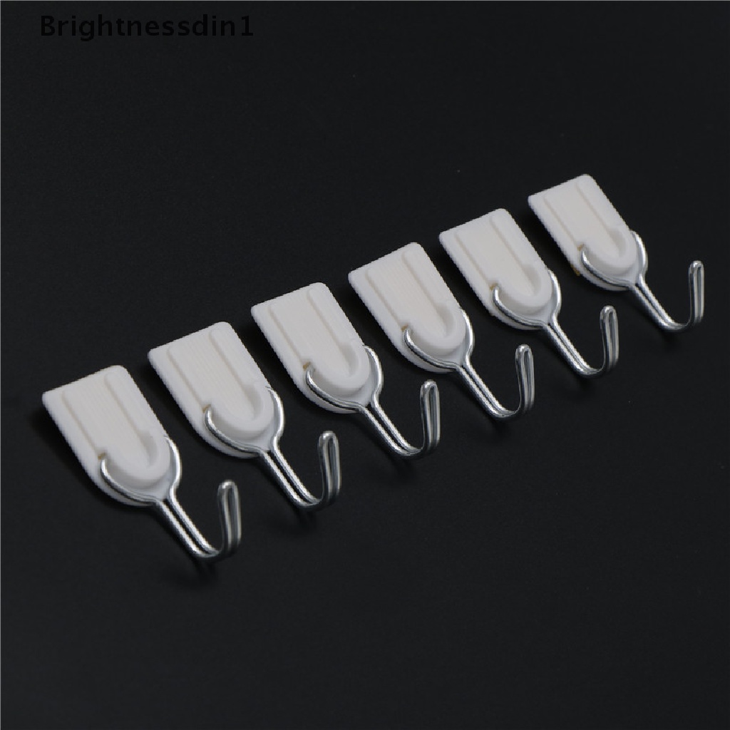 [Brightnessdin1] 6pcs Kait Pintu Kamar Mandi Praktis Gantungan Dinding Topi Tas Perekat Kunci Kait Jas Plastik Butik
