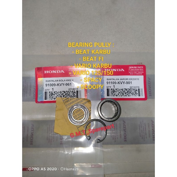 BEARING PULLY LAHER BAMBU PULLY BEAT KARBU BEAT FI ESP VARIO KARBU VARIO 125 150 SCOOPY SPACY ASLI O