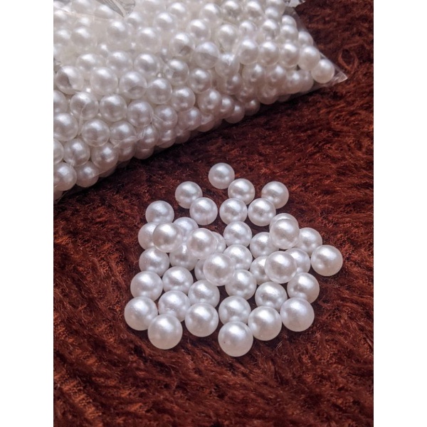 MANIK -MANIK MUTIARA TANPA LUBANG BERAT 50gr || cocok untuk pembuatan bandana dan baju dll