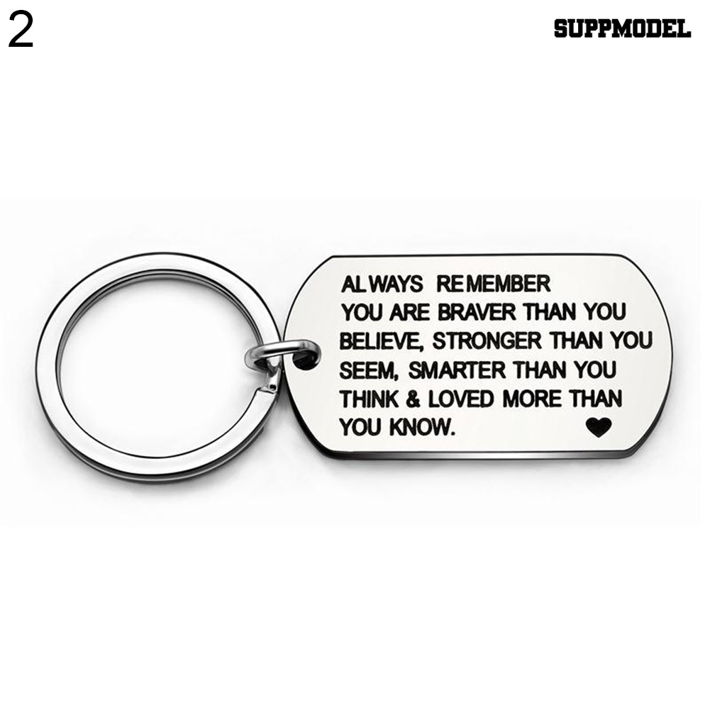[SM] 1pc Gantungan Kunci Stainless Steel Fashion Dog Tag Huruf Liontin Kalung Keyring