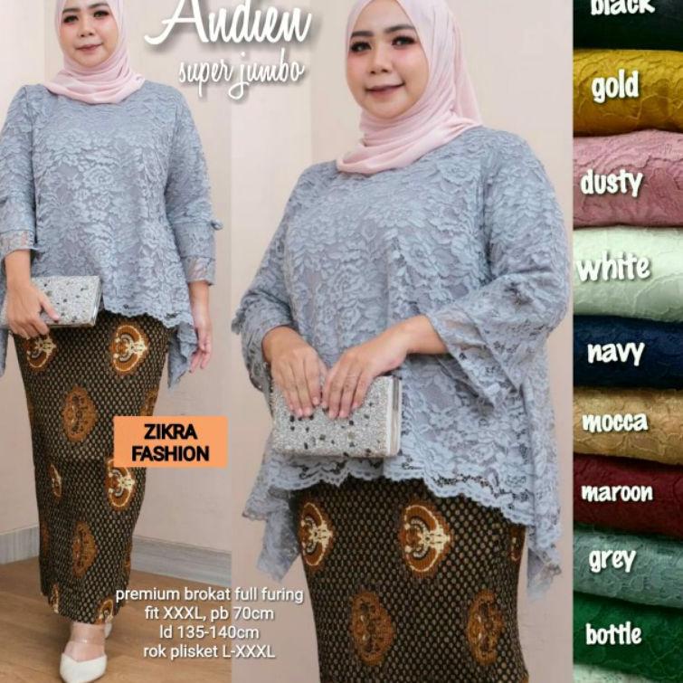 Chekout Andien LD 140 super jumbo by Zikra Fashion | blouse kebaya brokat super jumbo pesta | rok ba