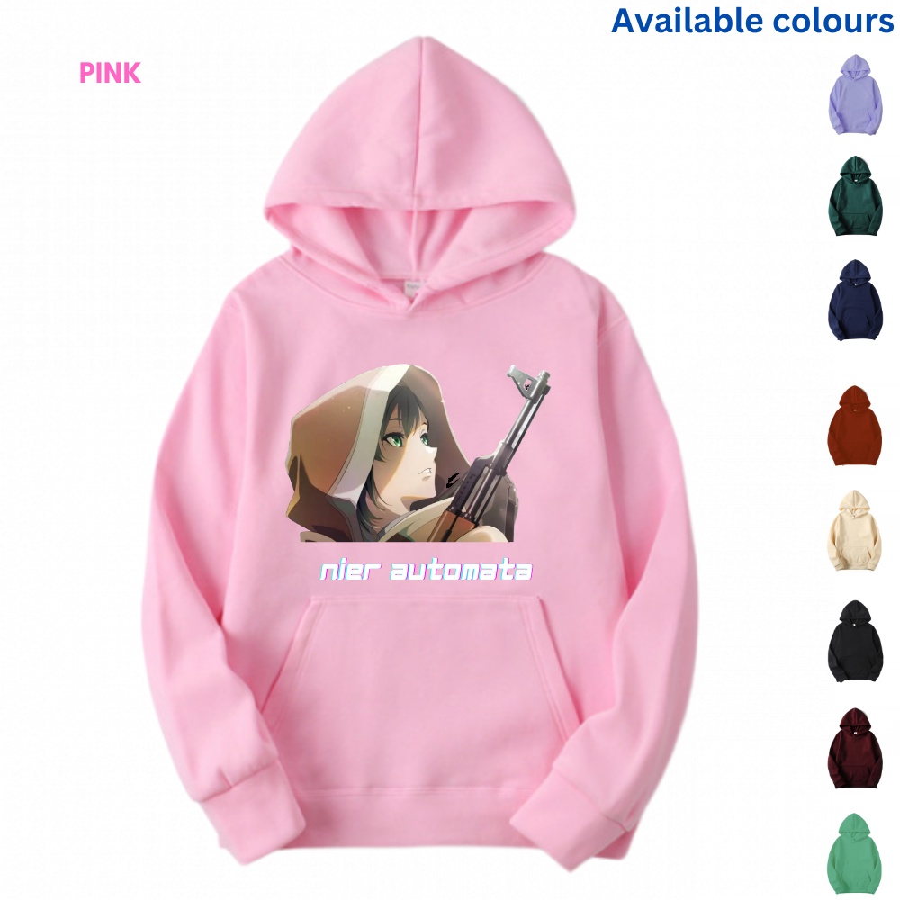 Sweater Hoodie Anak Cewek /Hoodie Anak Perempuan Anime Nier Automata Bahan Katun Fleece Usia 5-15 Ta