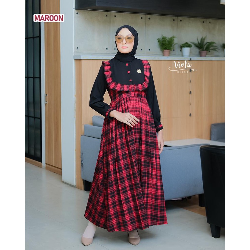 Syafira Dress/ Gamis Original Viola Hijab/ Dress Terbaru Bahan Kombinasi