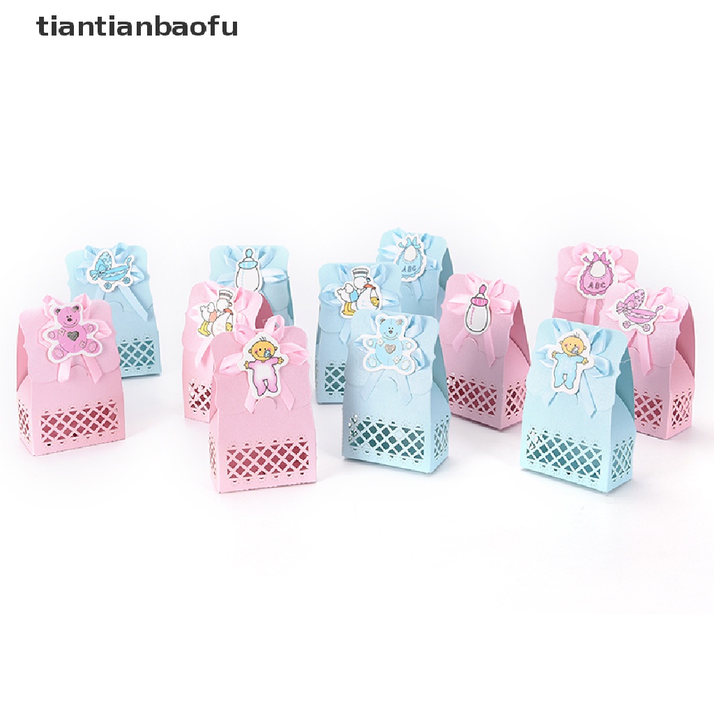 [tiantianbaofu] Lucu Baby Shower candy box Dekorasi Pesta Kertas Baptis Anak Nikmat Hadiah Manis Tas Ulang Tahun 12 Pcs Butik