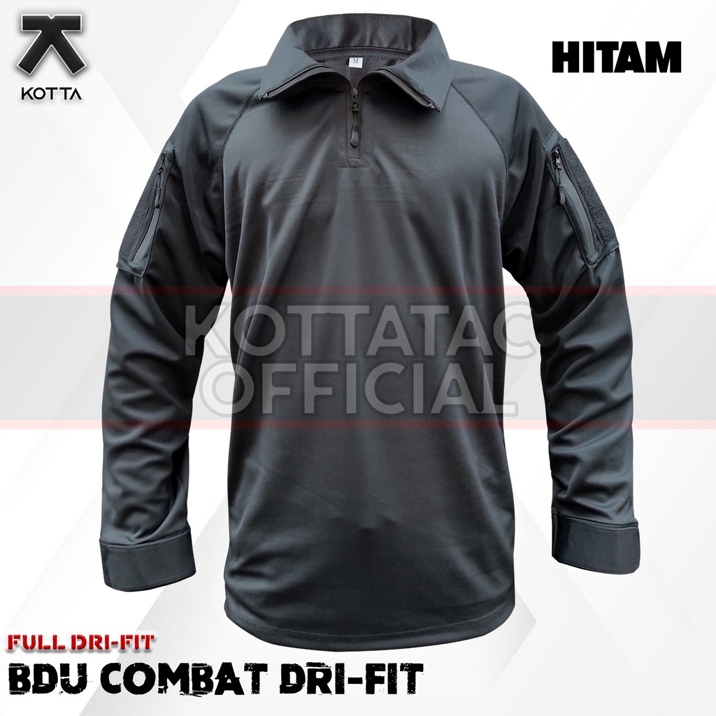 KAOS BDU DRYFIT TAD HITAM - KAOS BDU COMBAT HITAM -  KAOS TACTICAL - BDU JERSEY DRYFIT - KAOS BDU PANJANG HITAM