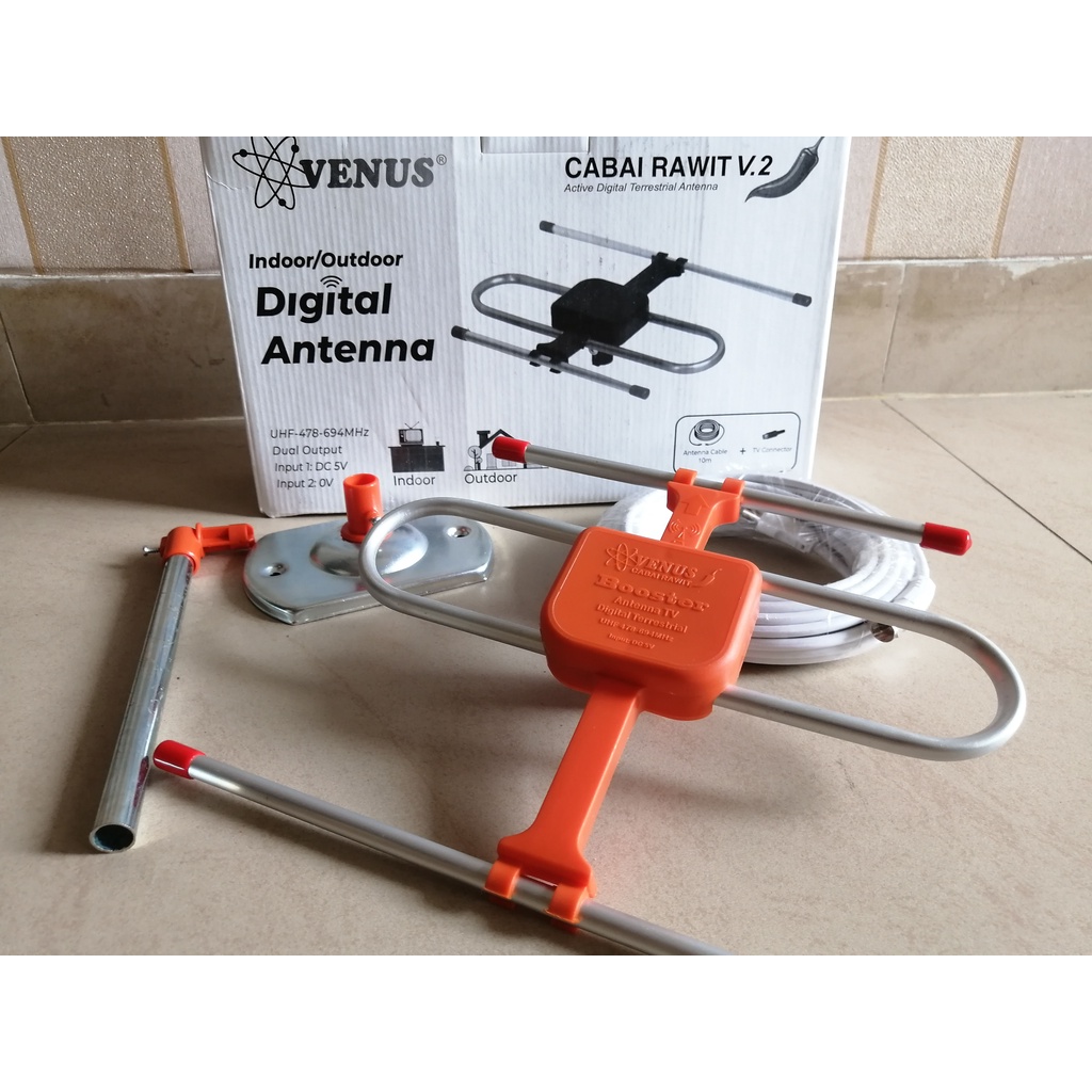Antena TV Digital Indoor Outdoor Venus Cabai Rawit  2 Output