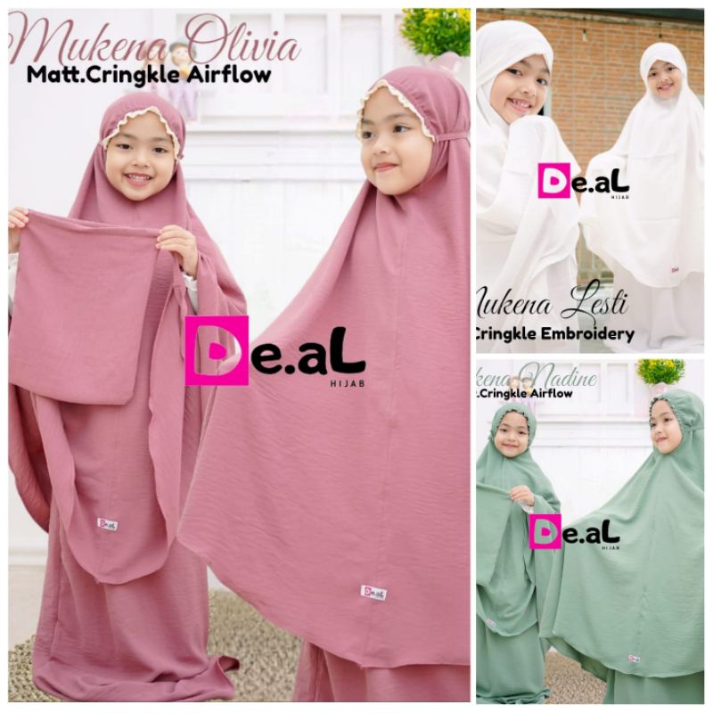 MUKENA CRINGKLE POLOS  ANAK (3-6TH) BY DE.AL