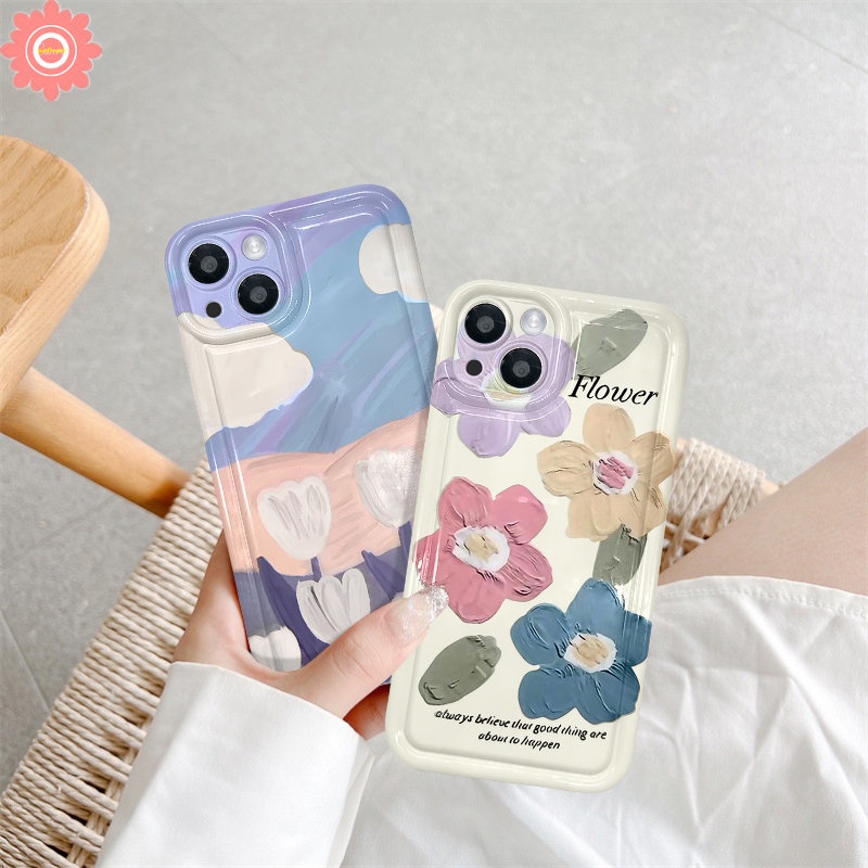 Fresh Art Flower Tulips Casing Untuk Redmi 12C 10 9 10C 9T 9C NFC A1 10A 9A Redmi Note 11 10 8 10s 9 11s POCO F4 Lukisan Minyak Flowers Airbag Shockproof Soft TPU Cover