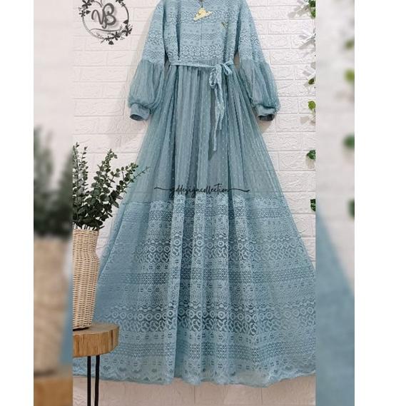 STOK TERBARU YDDC - GAMIS PESTA BROKAT IMPORT LENGAN BALON BISA JUMBO