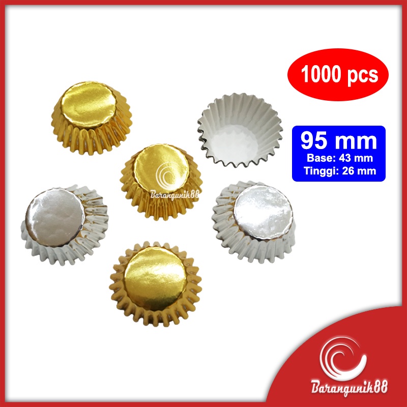 Kertas Alas Gold Silver Bulat 95mm Cake Case Cup Cake Alu Foil