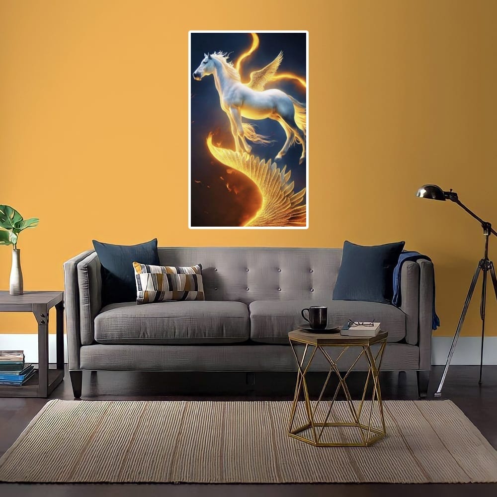 LUKISAN POSTER CETAK GAMBAR KUDA TERBANG 04 TERLARIS SEINDONESIA HIASAN DINDING RUANG TAMU KAMAR DAP