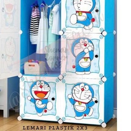 ♠ SHENAR LEMARI PLASTIK (2X3) 6 KOTAK BAJU PAKAIAN ANAK BAYI PORTABLE KARAKTER HELLOKITTY DORAEMON /