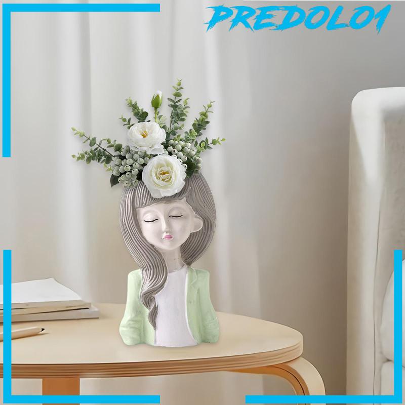 [Predolo1] Planter Pot Bunga Model Patung Gadis Modern Untuk Kantor Meja Masuk