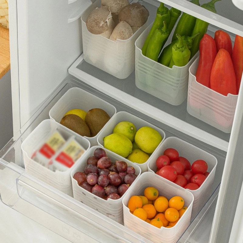 [Unggulan] Fridge Organizer Food Fresh Storage Box Kulkas Pintu Samping Sayur Buah Bumbu Organizer Case Wadah Klasifikasi Makanan Multifungsi Aksesoris Dapur