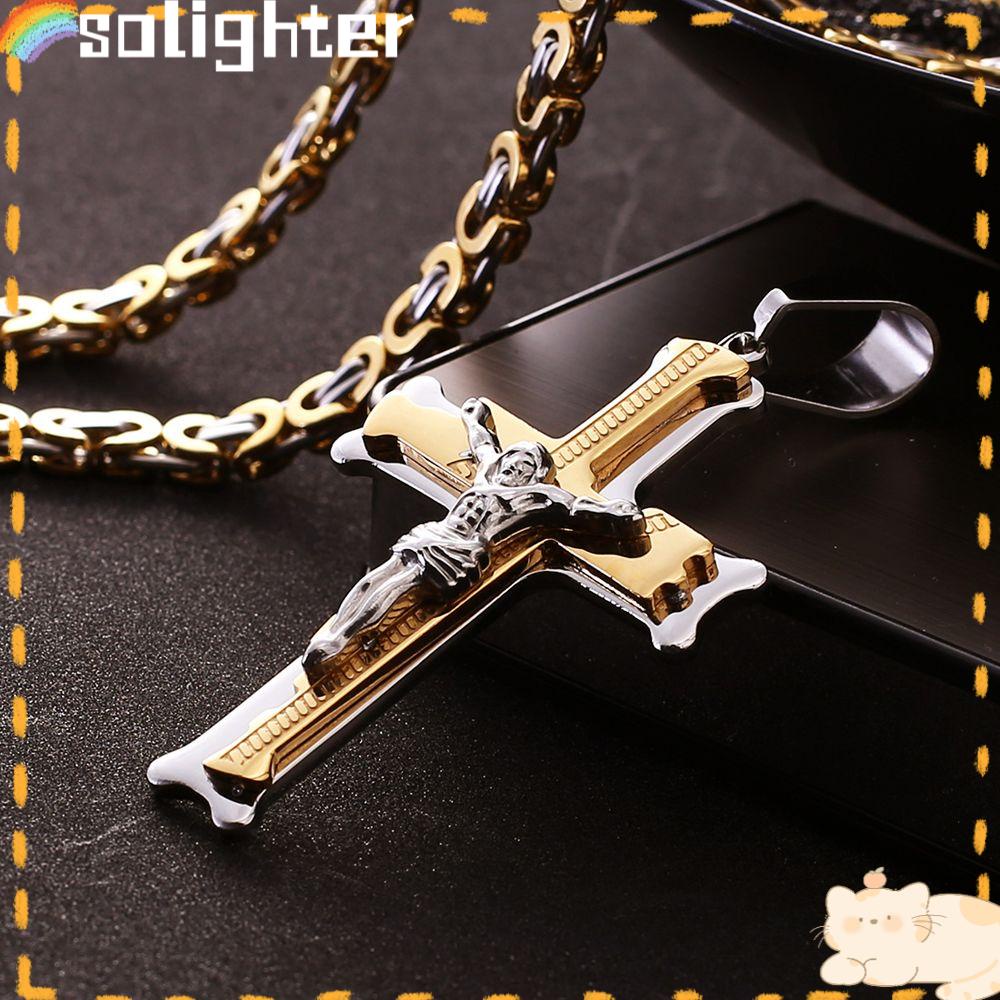 Solighter Kalung Salib Pesona Punk Perhiasan Hip Hop Stainless Steel