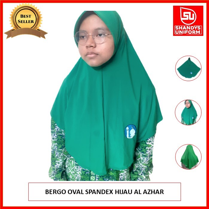 Jilbab al azhar / jilbab sekolah warna hijau/ bergo sd al azhar