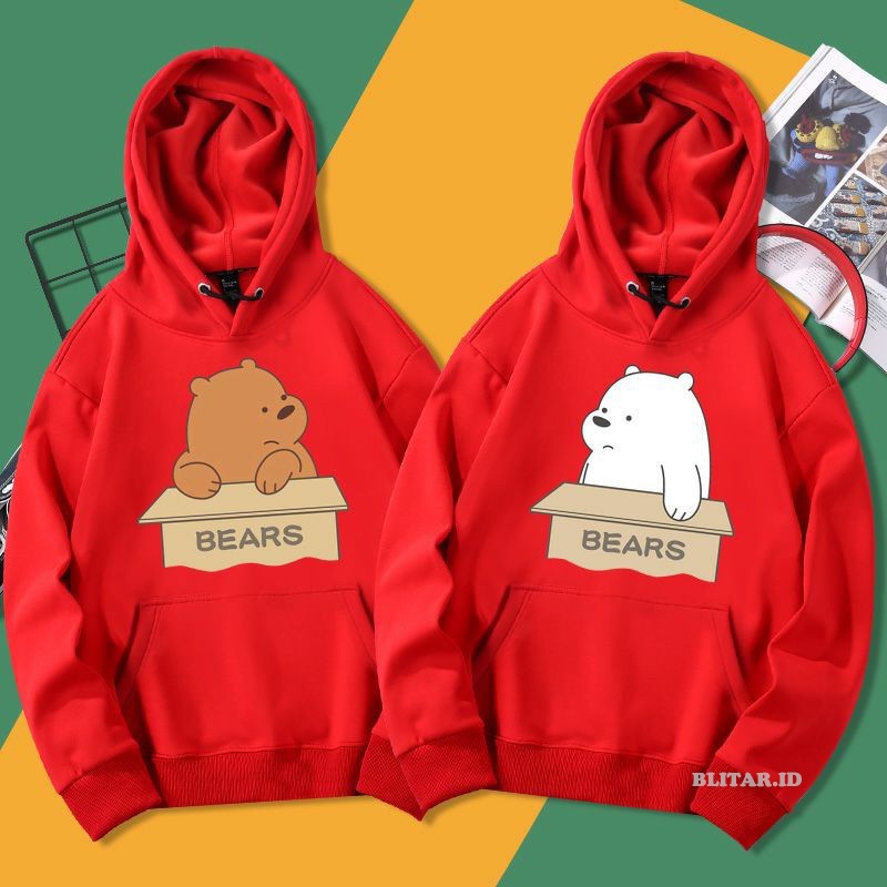 Jaket Jacket Hoodie Hodie Couple Pasangan Cewek Cowok Bestie Gambar Karakter Bear Bears Beruang Cute