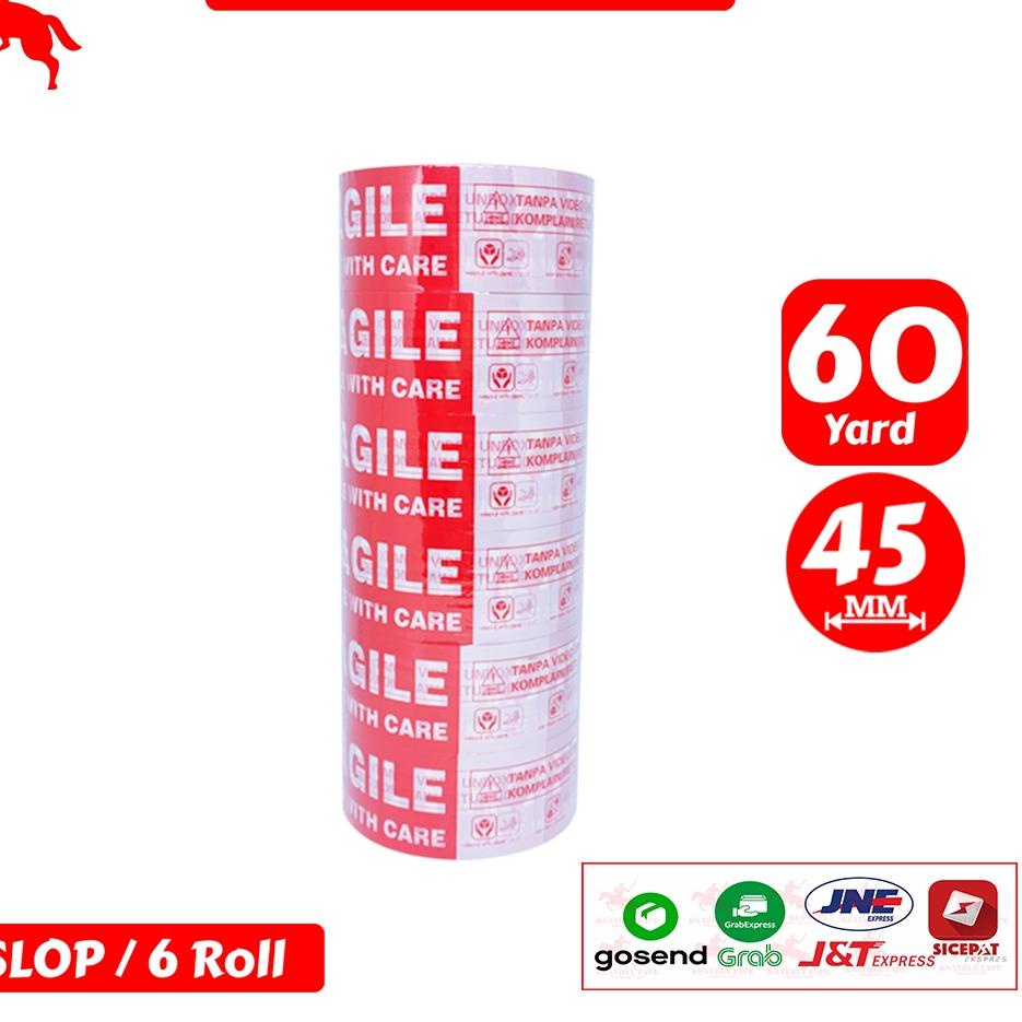

Baru Berkualitas Lakban OPP Tape / Lakban Fragile KSATRIA Tape 45mm x 60 Yard (1 Slop)