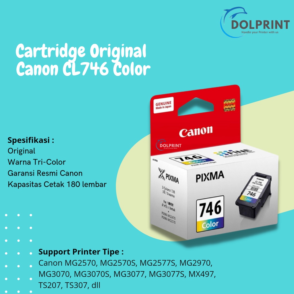Cartridge Tinta Original Canon CL746 CL-746 CL 746 Color, Cartridge Printer Canon TR4570S TS207 New