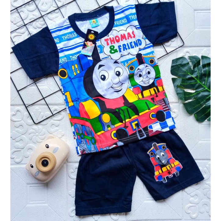 SETELAN BAJU HARIAN ANAK LAKI LAKI 2-10 TAHUN / SETELAN DALMAL LENGAN PENDEK ANAK COWOK 2-10 TAHUN MOTIF THOMAS AND FRIENDS