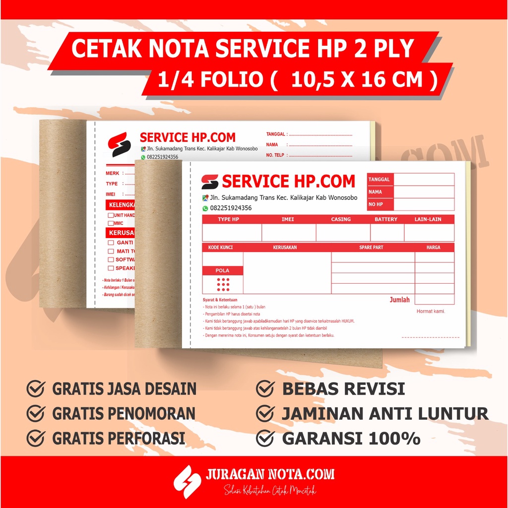 CETAK NOTA SERVICE HP 2 PLY NOTA CUSTOM SERVICE HP