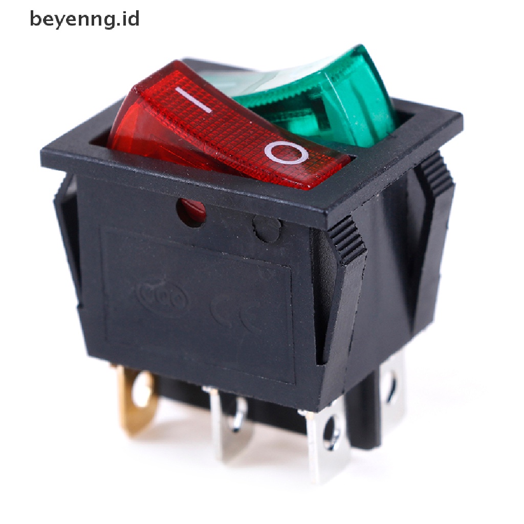 Beyen 6pin on/off Saklar double spst rocker boat 250V/15A 125V/20A Lampu Merah Hijau ID