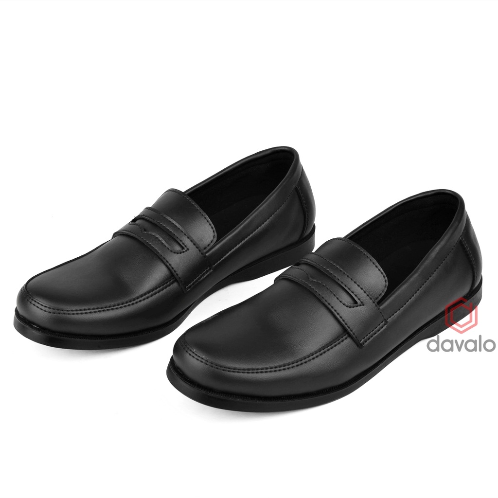 davalo Sepatu Loafers Pria Formal Kerja Kasual Loafer Hitam