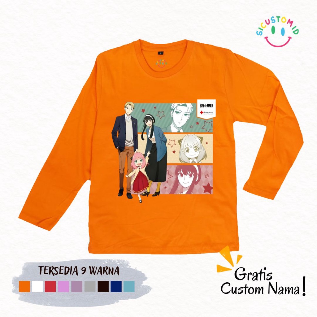 TERLARIS BAJU KAOS ANAK COWOK/CEWEK TANGAN PANJANG CUSTOM NAMA ANIME SPY X FAMILY FORGER FAMILY