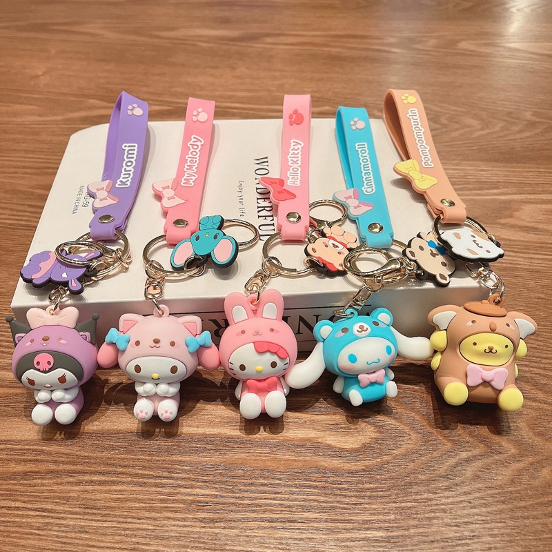 Kawaii Anime Sanrioed My Melody Kuromi Hello kt Lucu Kartun Pasangan Tas Gantungan Kunci Liontin Indah Tas Sekolah Key Buckle Hadiah Kecil